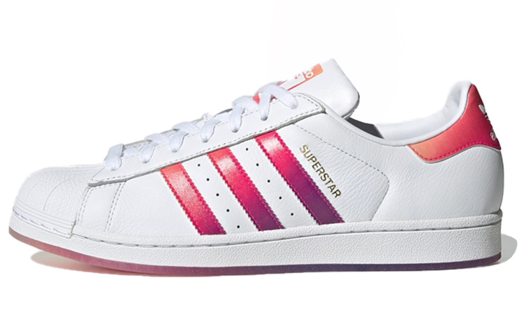 Buy adidas originals Superstar 防滑耐磨 低筒板鞋 男女同款 白粉紫