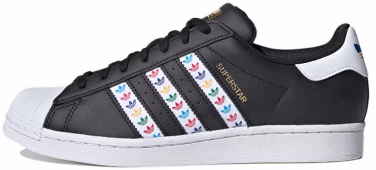 adidas-superstar-black-multi-color-trefoil-stripes