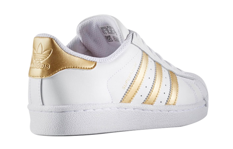 Shop 大童 adidas originals Superstar J 復古 防滑 低幫 兒童板鞋 白金