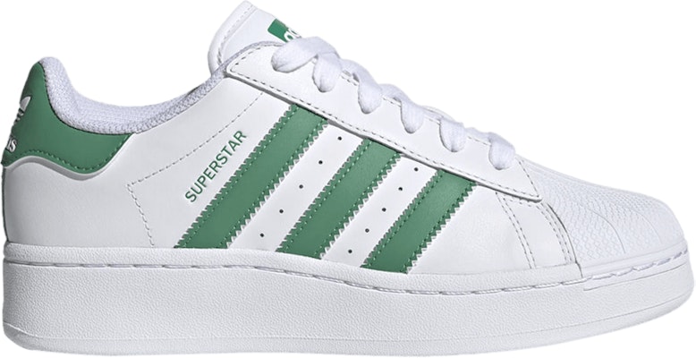 Womens superstar white and green Clearance