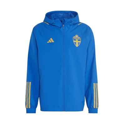 adidas Sweden TIRO 23 Waterproof Stretch Jacket Men Glow Blue/EQT Yellow HD8987
