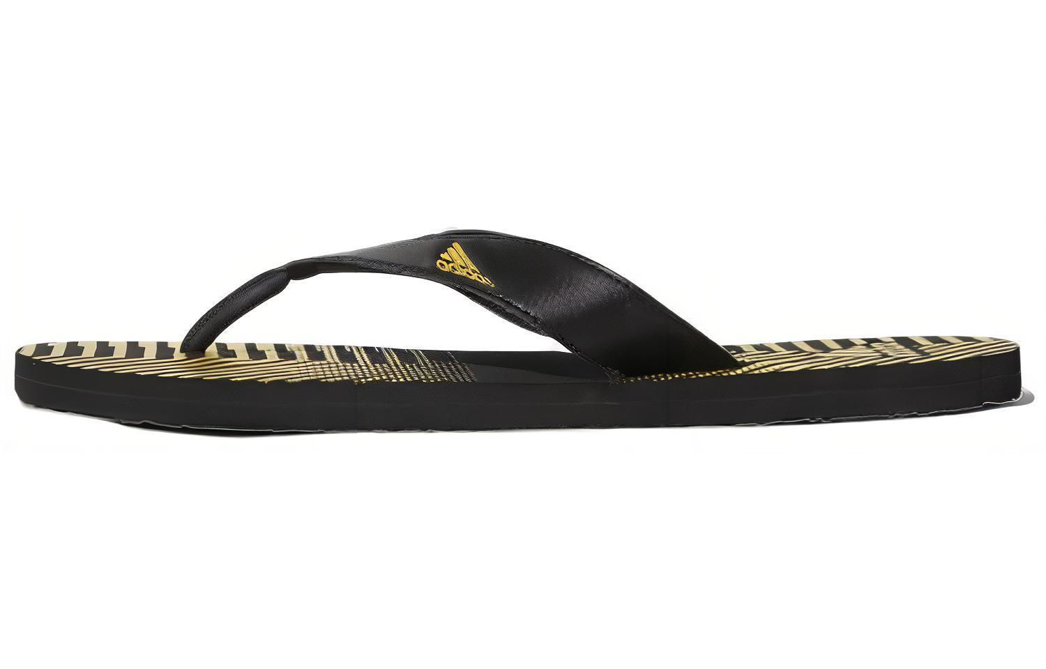 adidas Swim Beach Print Max Out 19 Slippers 'Black Yellow' EX2394