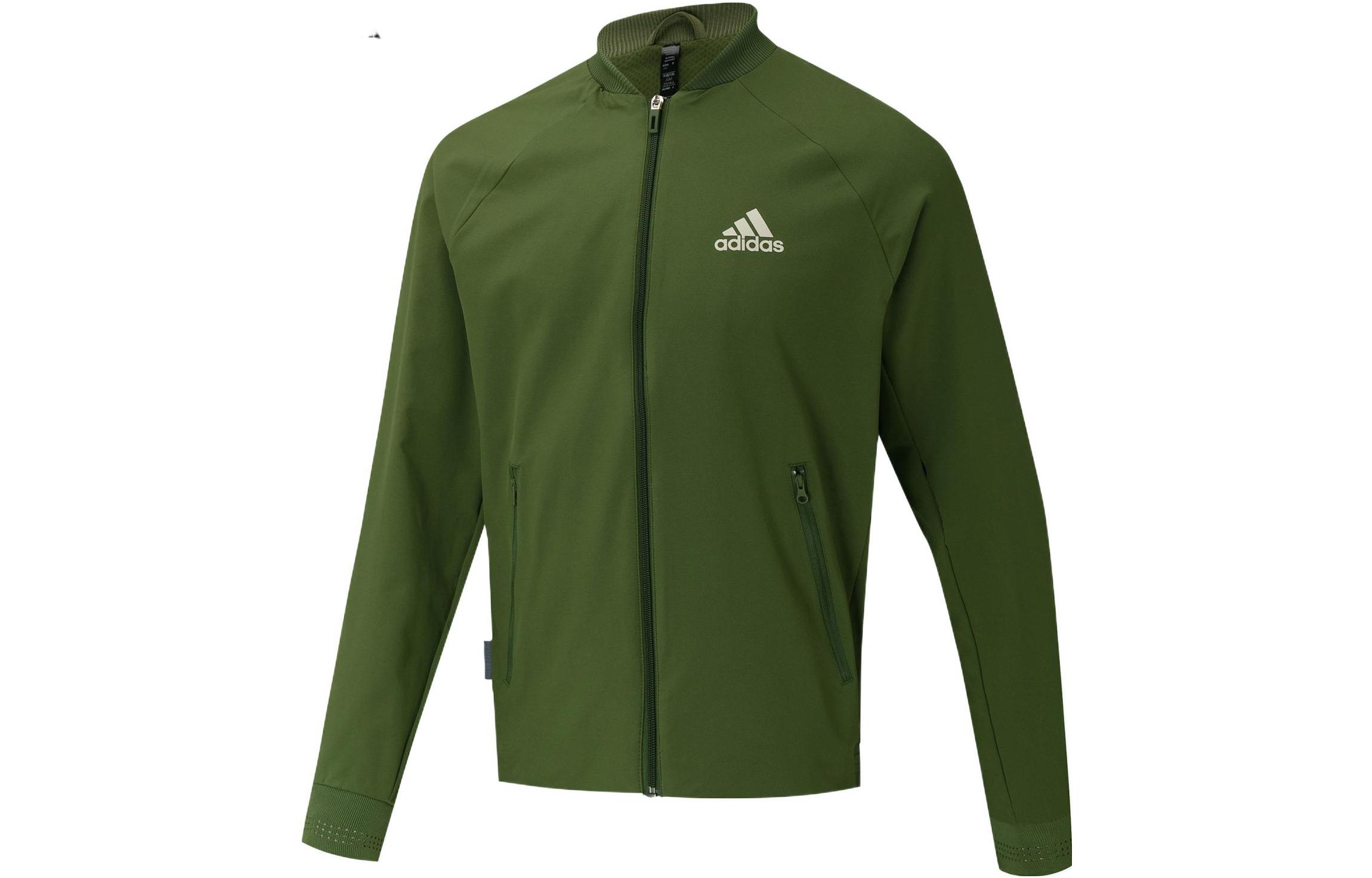 adidas T Jacket PB Solid Color Zip-Up Logo Jacket Green () GU0765