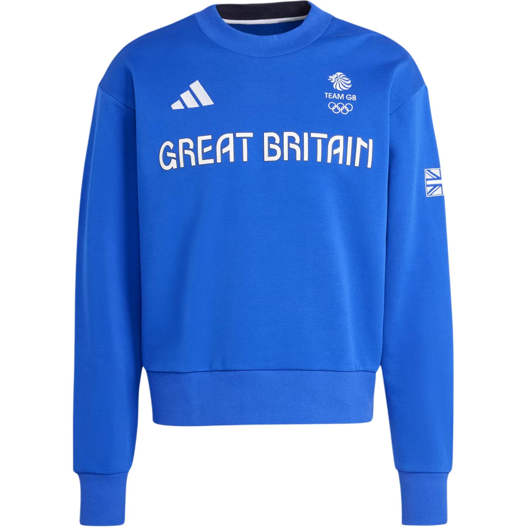 adidas Team GB Olympics Training Pullover Sweatshirt Blue Long Sleeve IU0670