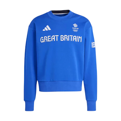 adidas Team GB Olympics Training Pullover Sweatshirt Blue Long Sleeve IU0670