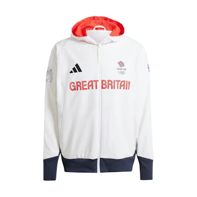 adidas Team GB Podium Jacket White - Olympic Training Hoodie for Men IV5230