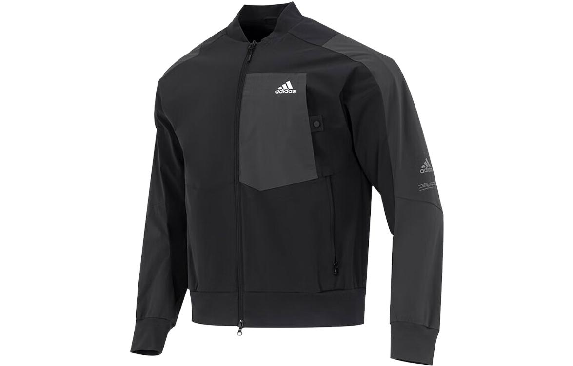 adidas Tech Pocket Logo Print Sports Jacket Black HN9035