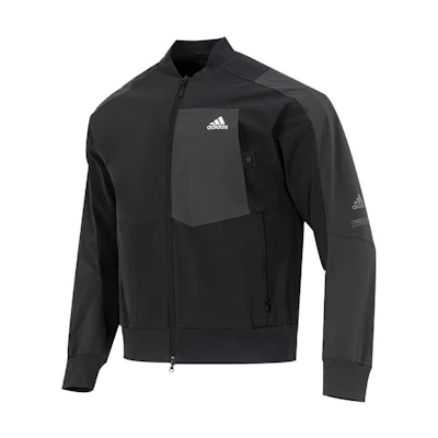 adidas Tech Pocket Logo Print Sports Jacket Black HN9035