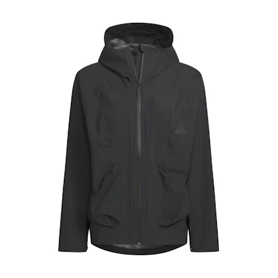 adidas Tech Rain Jacket Waterproof Windproof Breathable Running Coat Black JI8669