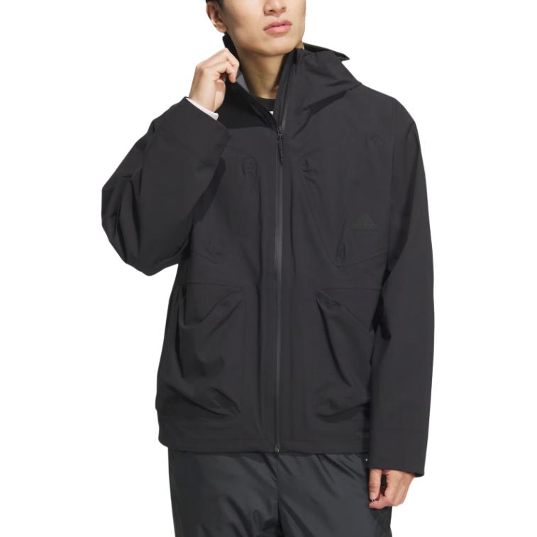 Lookbook adidas Tech Rain Jacket Waterproof Windproof Breathable Running Coat Black JI8669