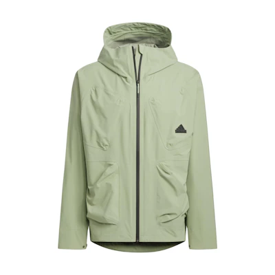 adidas Tech Rain Jacket Windproof Waterproof Breathable Hoodie Tent Green JI8670