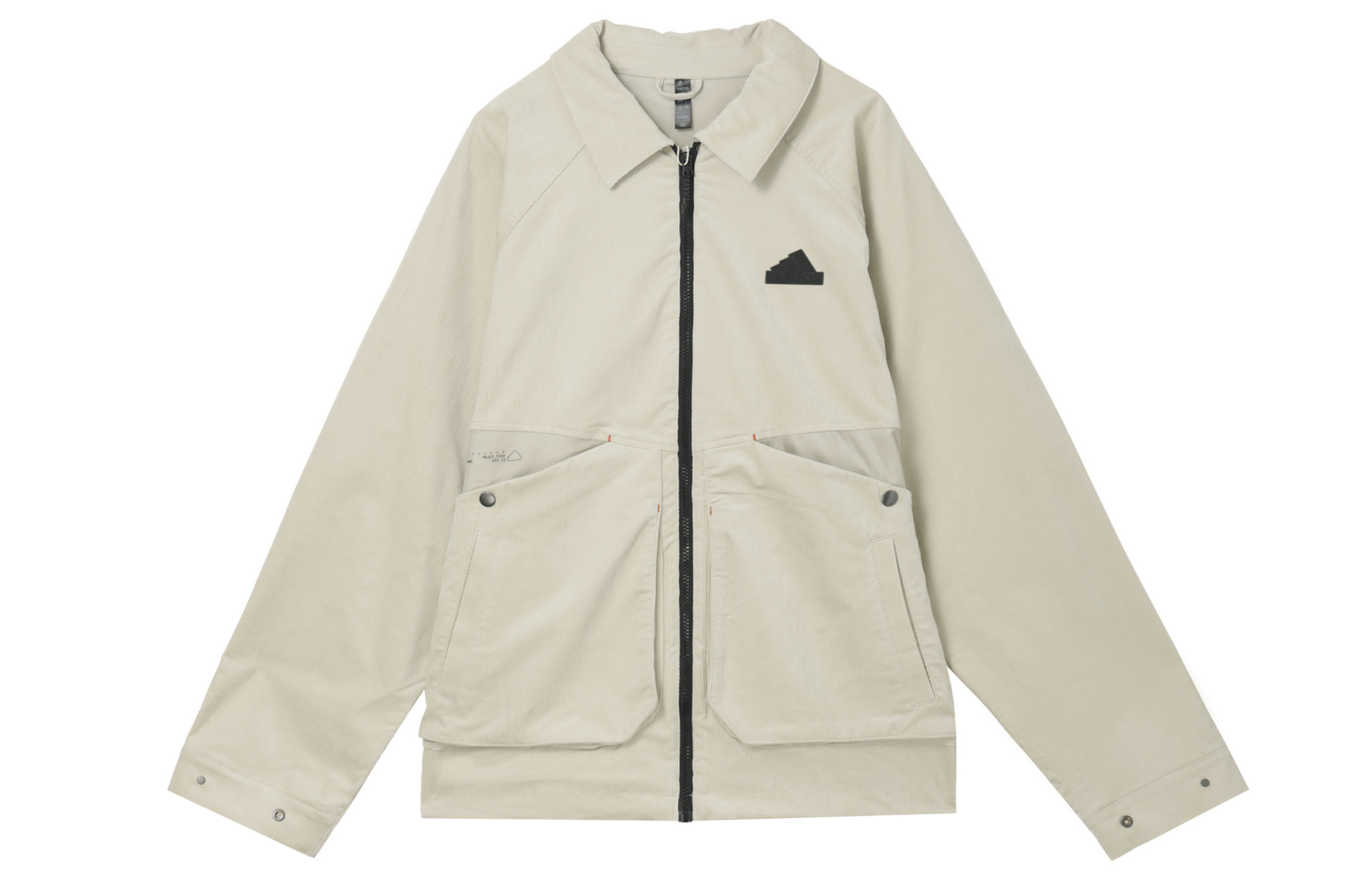 adidas TECH TEXTURED Logo Corduroy Vintage Workwear Jacket Sesame Grey Men’s JI8687