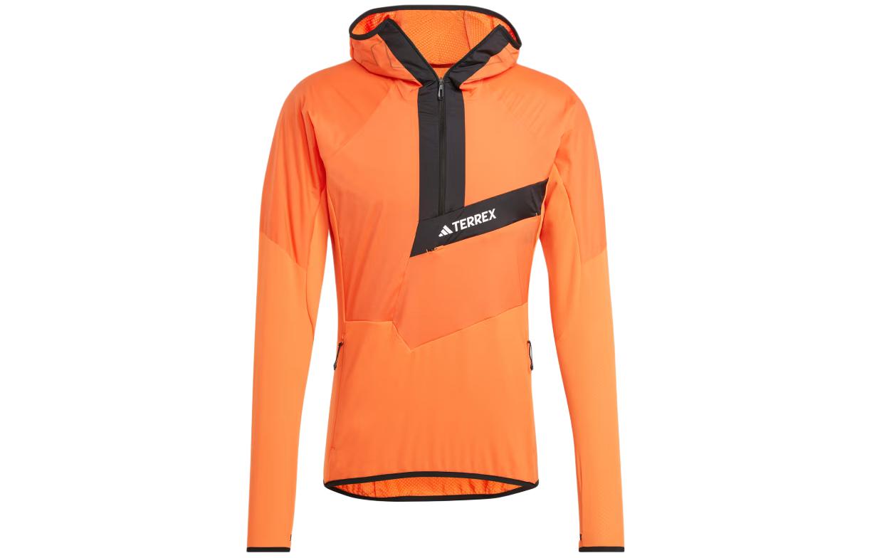 adidas Techrock Ultralight 1/2-Zip Hooded Fleece Jacket Orange Colorblock IN7007