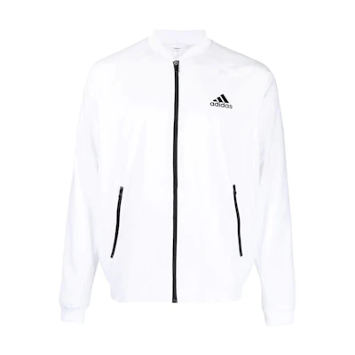 adidas Tennis White Zip-Up Jacket with Solid Logo Print HE0410