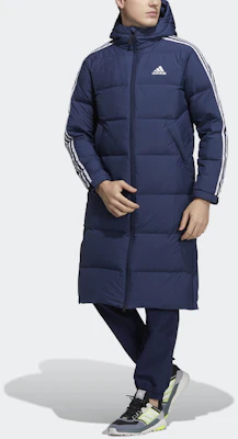 阿迪达斯Terrex三条纹长款羽绒服蓝色男女冬季户外夹克. H20763 Lookbook 阿迪达斯Terrex三条纹长款羽绒服蓝色男女冬季户外夹克. H20763