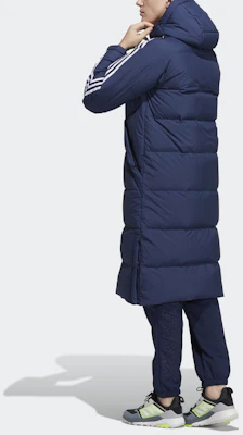 阿迪达斯Terrex三条纹长款羽绒服蓝色男女冬季户外夹克. H20763 Shop 阿迪达斯Terrex三条纹长款羽绒服蓝色男女冬季户外夹克. H20763