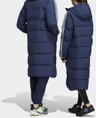 阿迪达斯Terrex三条纹长款羽绒服蓝色男女冬季户外夹克. H20763 Sizing 阿迪达斯Terrex三条纹长款羽绒服蓝色男女冬季户外夹克. H20763