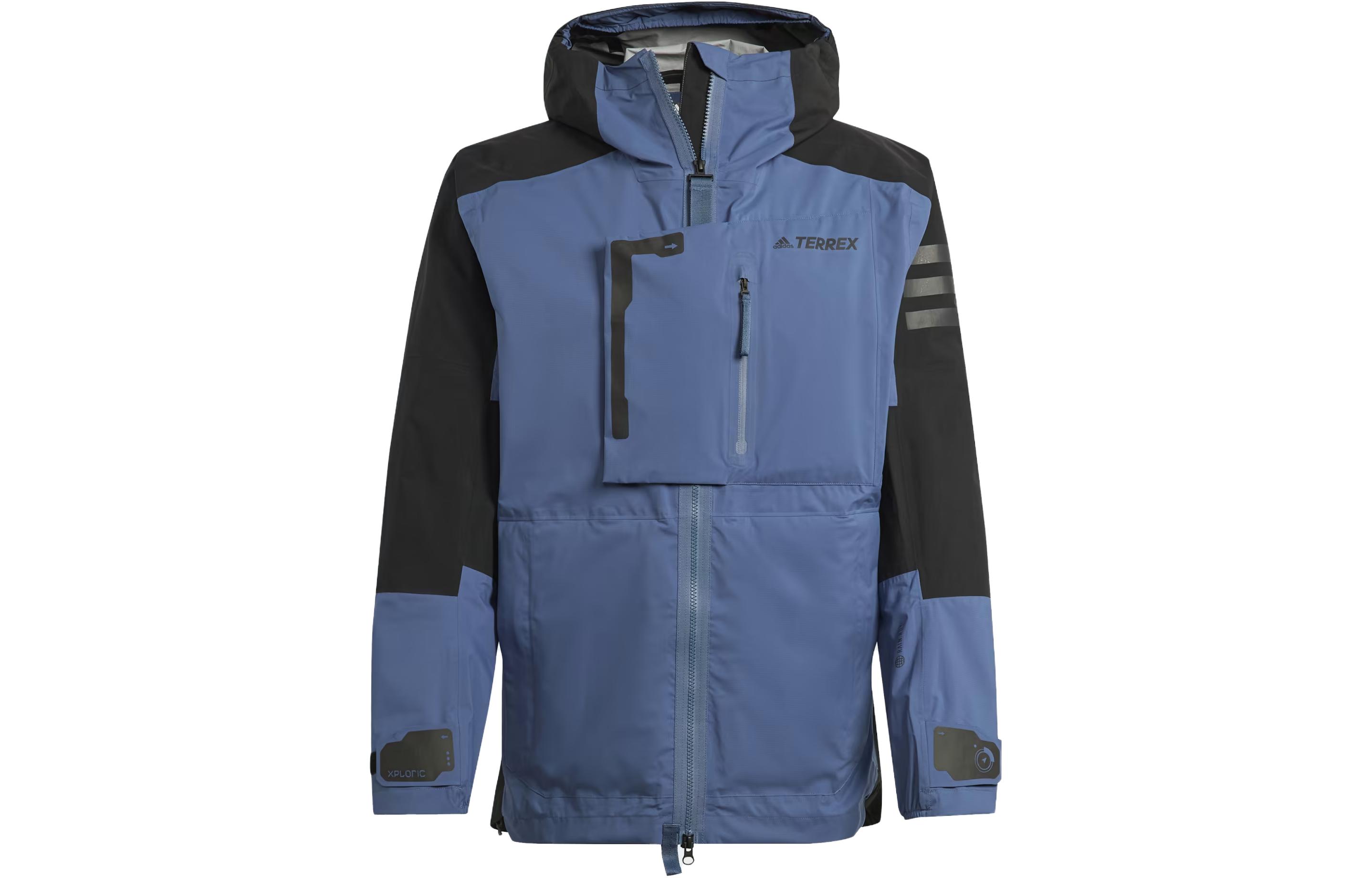 adidas Terrex  Waterproof Jacket with Colorblock Pocket - Blue. HH9242