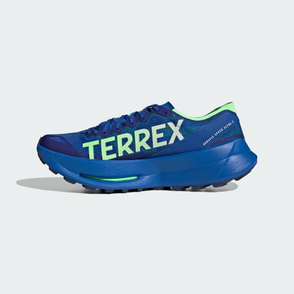 Sizing adidas Terrex Agravic Speed Ultra 2 跨山越野跑鞋 藍/白/萊姆綠 JR9100