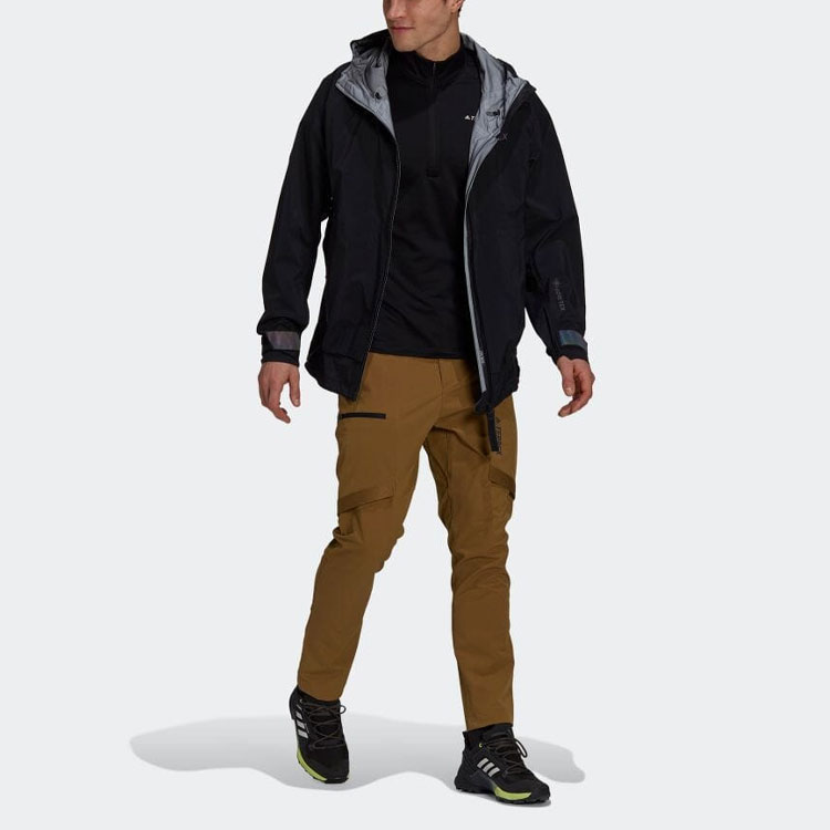 Lookbook アディダス テレックス ブラック ロゴ ストライプ フーディ ジャケット カジュアルウェア GM4817