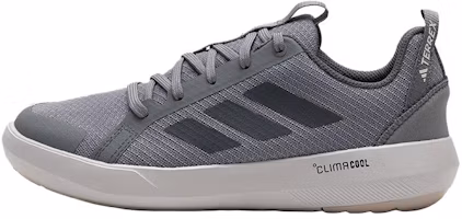 adidas Terrex Boat PU Fabric Lace Climacool Hiking Shoes Gray Durable Grip JR1821 adidas Terrex Boat PU Fabric Lace Climacool Hiking Shoes Gray Durable Grip JR1821