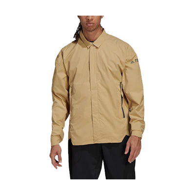 adidas Terrex C Myshelter Logo Stripe Print Shirt Jacket Khaki H48571