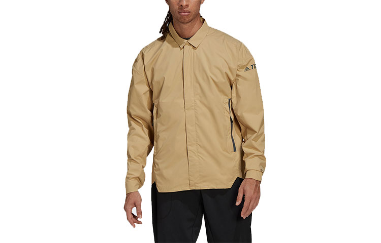 Order adidas Terrex C Myshelter 條紋印花Logo襯衫外套 卡其色 H48571