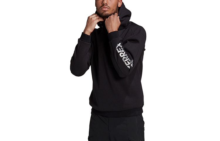 adidas Terrex Explore Black Pullover Hoodie with Zip Pocket GE9916
