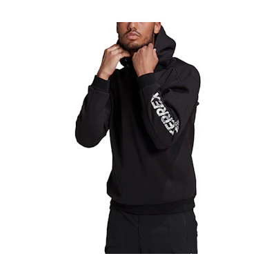 adidas Terrex Explore Black Pullover Hoodie with Zip Pocket GE9916