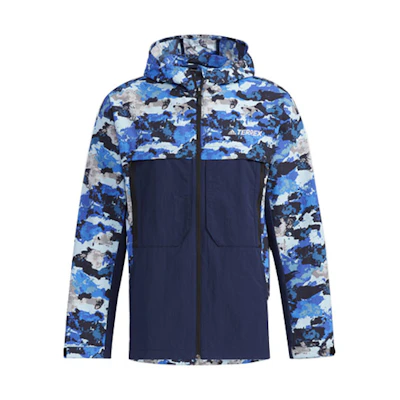 adidas Terrex Festiv AOP Camo Hooded Jacket Outdoor Blue GN7595