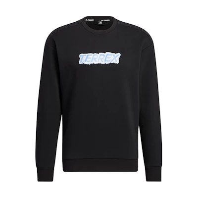 adidas Terrex GFX Crew Sweat Pullover Black - Unisex Letter Print Sweater HM9700