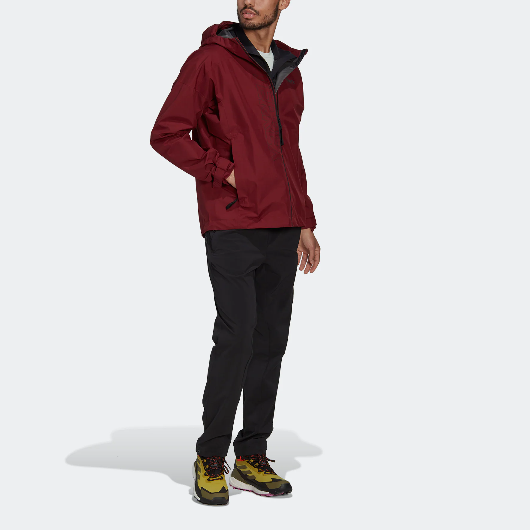 Lookbook adidas TERREX GTX Paclite J  Brick Red Logo Hooded Jacket HH9183