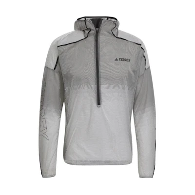 adidas Terrex Half-Zip Outdoor Windbreaker Jacket Light Grey H11748