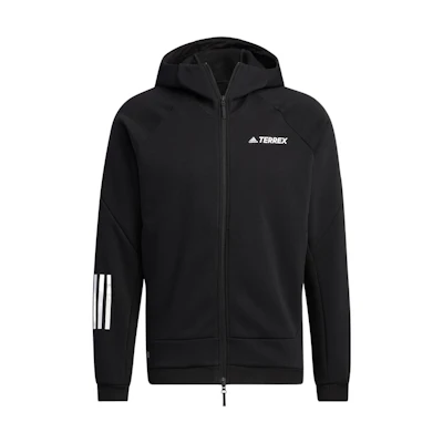 adidas Terrex Knit Fz Hd Jacket Black Zip-Up Hoodie with 3-Stripes Logo Unisex HM9712