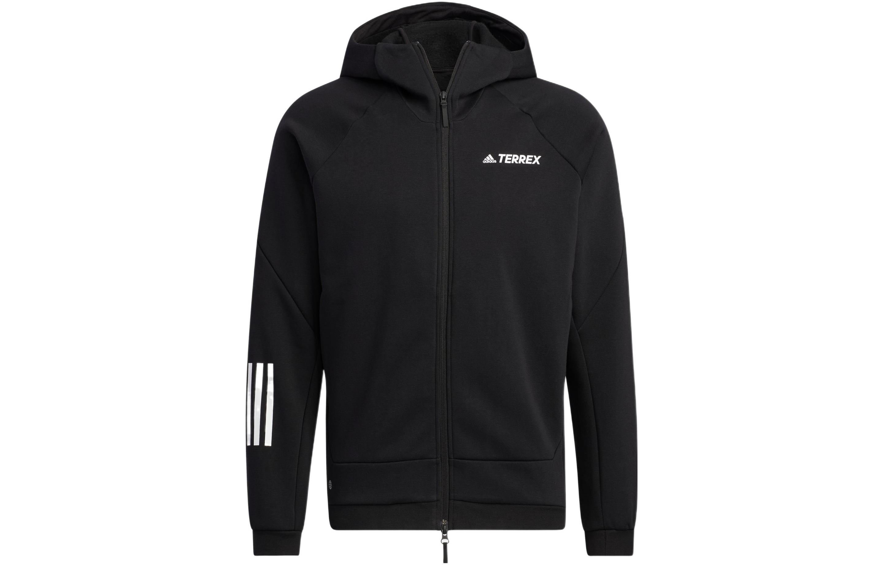 adidas Terrex Knit Fz Hd Jacket Black Zip-Up Hoodie with 3-Stripes Logo Unisex HM9712 圖 2