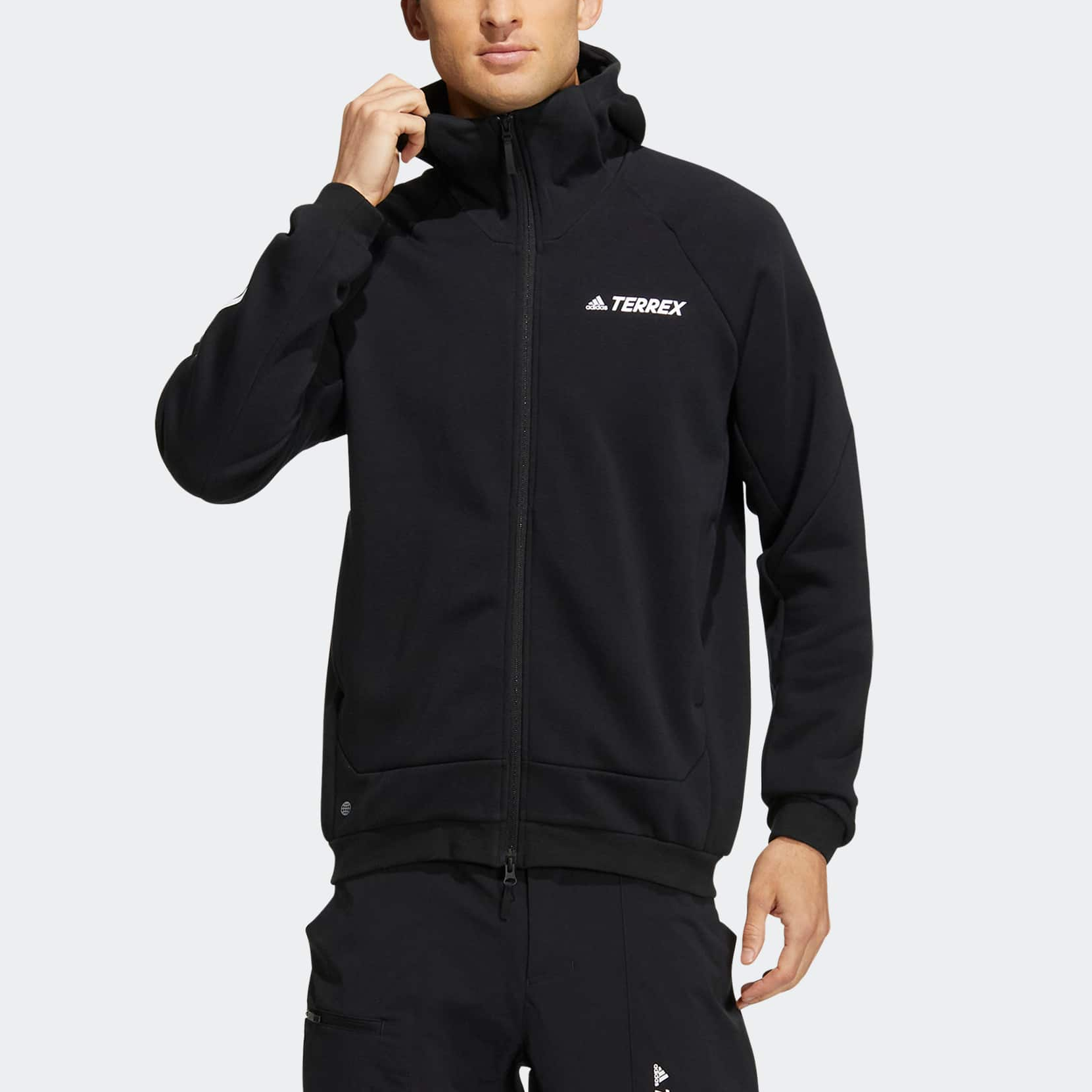 adidas Terrex Knit Fz Hd Jacket Black Zip-Up Hoodie with 3-Stripes Logo Unisex HM9712 圖 4
