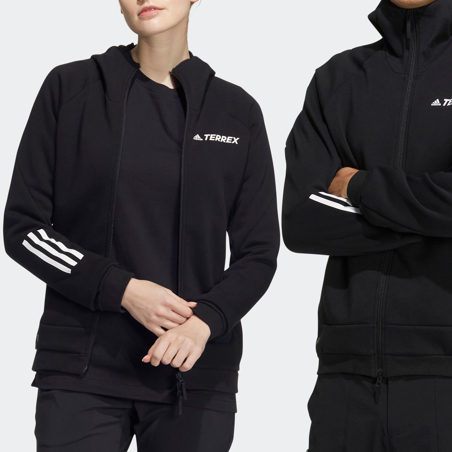 adidas Terrex Knit Fz Hd Jacket Black Zip-Up Hoodie with 3-Stripes Logo Unisex HM9712 圖 6