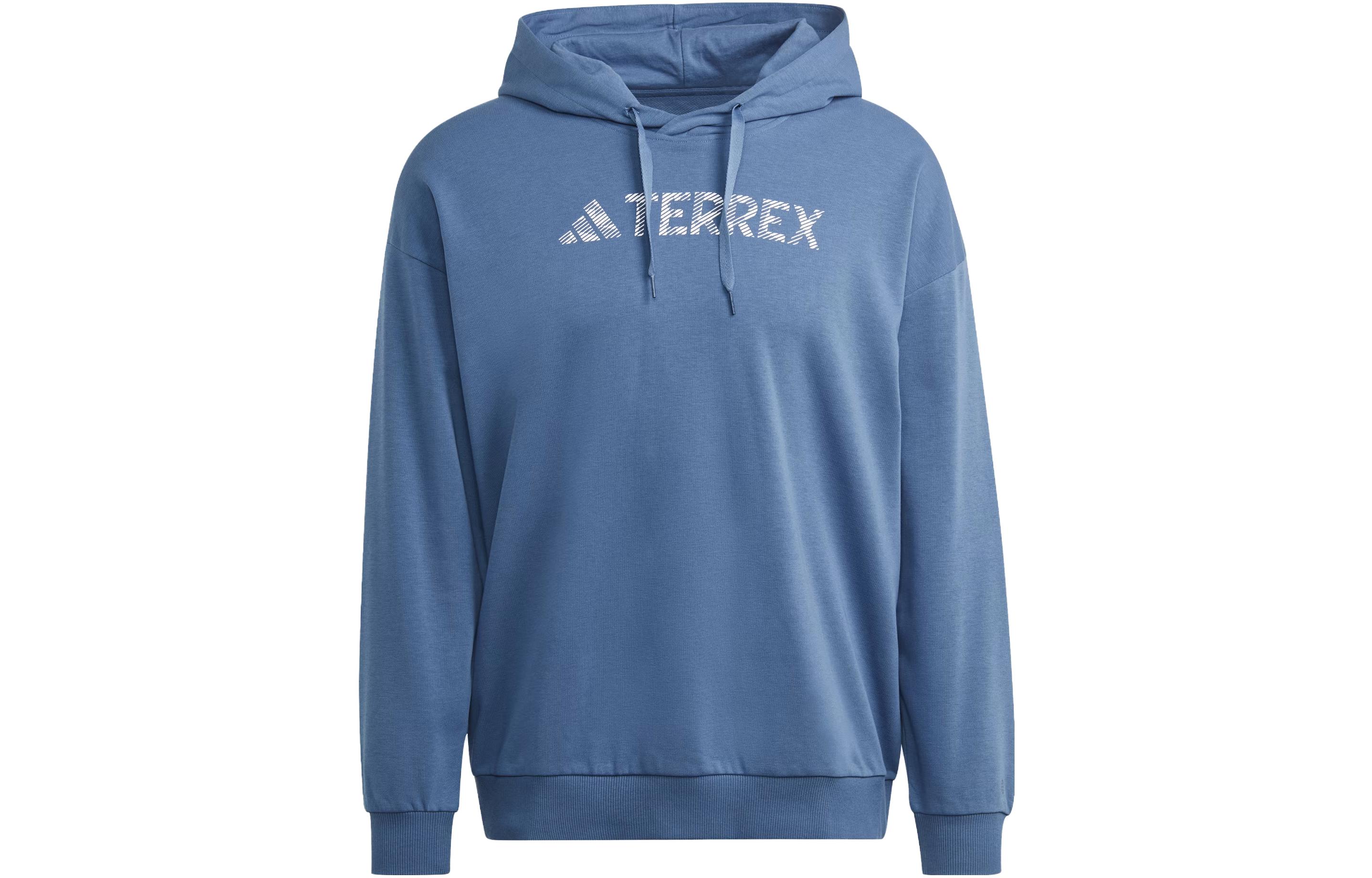 adidas Terrex Large Logo Hoodie Unisex Blue Long Sleeve Pullover HT2111