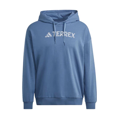 adidas Terrex Large Logo Hoodie Unisex Blue Long Sleeve Pullover HT2111
