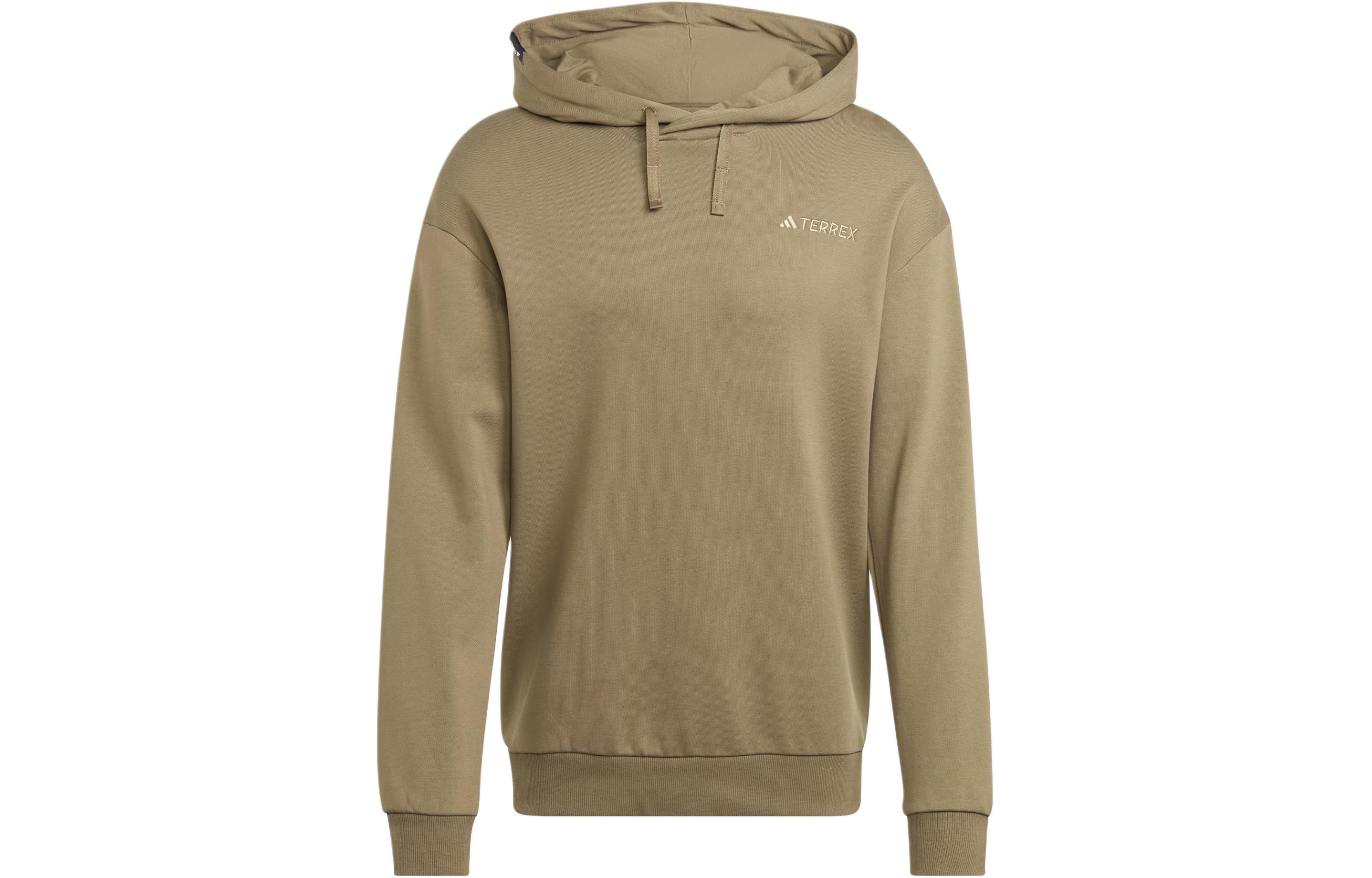 adidas Terrex Logo Hoodie Olive Green Pullover Long Sleeve IN4716