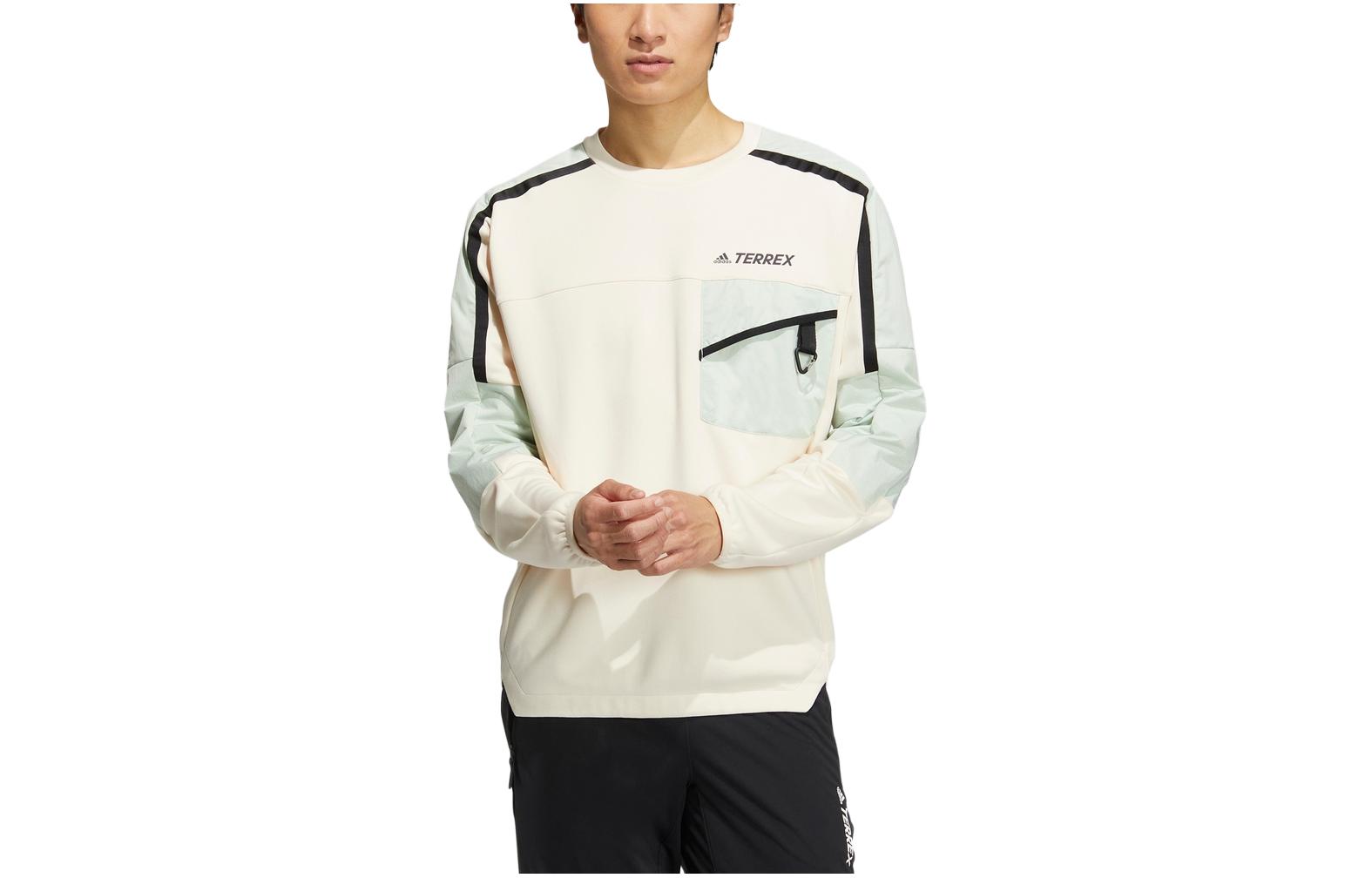 adidas Terrex Logo Print Crewneck Sweatshirt Men’s Light Beige/Linen Green HN1983