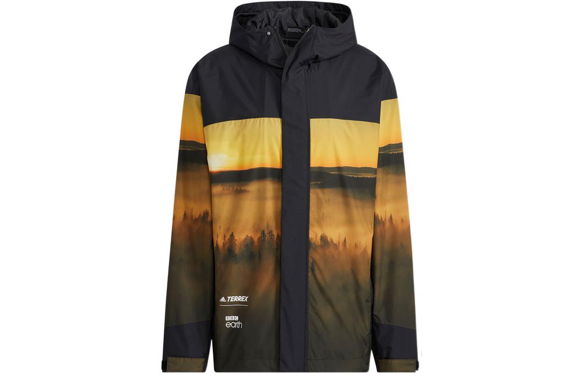 adidas Terrex Logo Print Hooded Jacket Yellow - HE5207