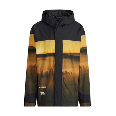 adidas Terrex Logo Print Hooded Jacket Yellow - HE5207
