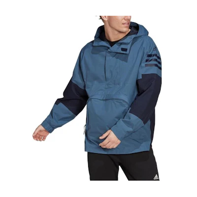 adidas Terrex Logo Print Panel Hoodie Jacket Men’s Light Cyan Gray ZK532