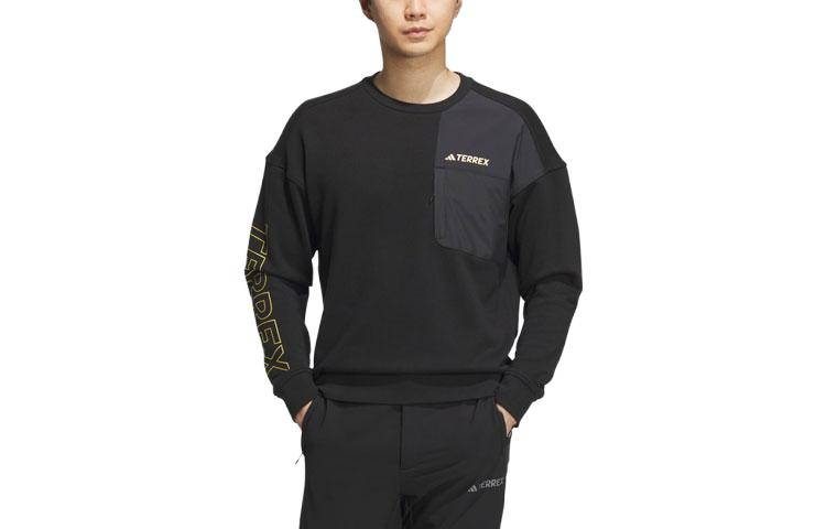adidas Terrex Logo Print Patchwork Pullover Sweatshirt Black Style lP9947