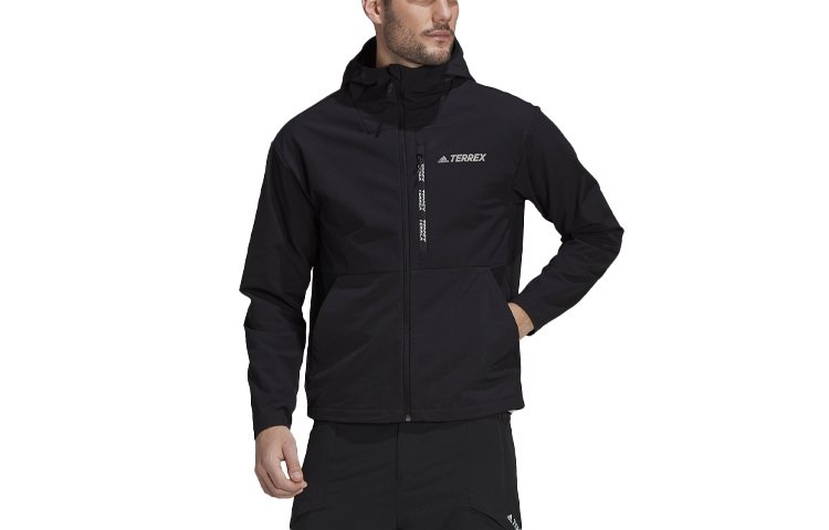 adidas Terrex Mountain Softshell Hooded Jacket Outdoor Coat - Black GR9981