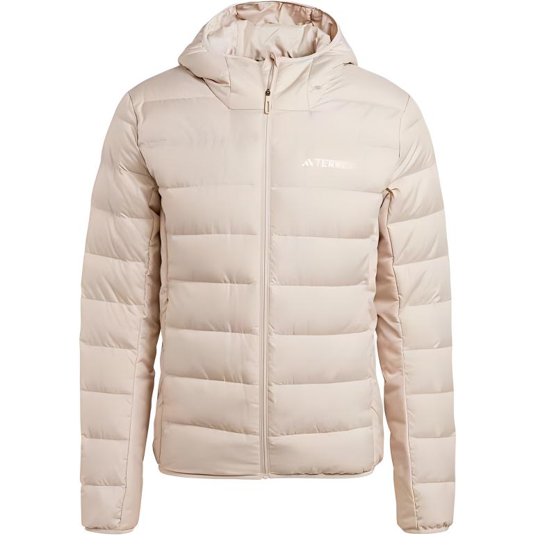 adidas TERREX Multi Light Down Hooded Jacket Beige Quilted Casual Coat IP3550
