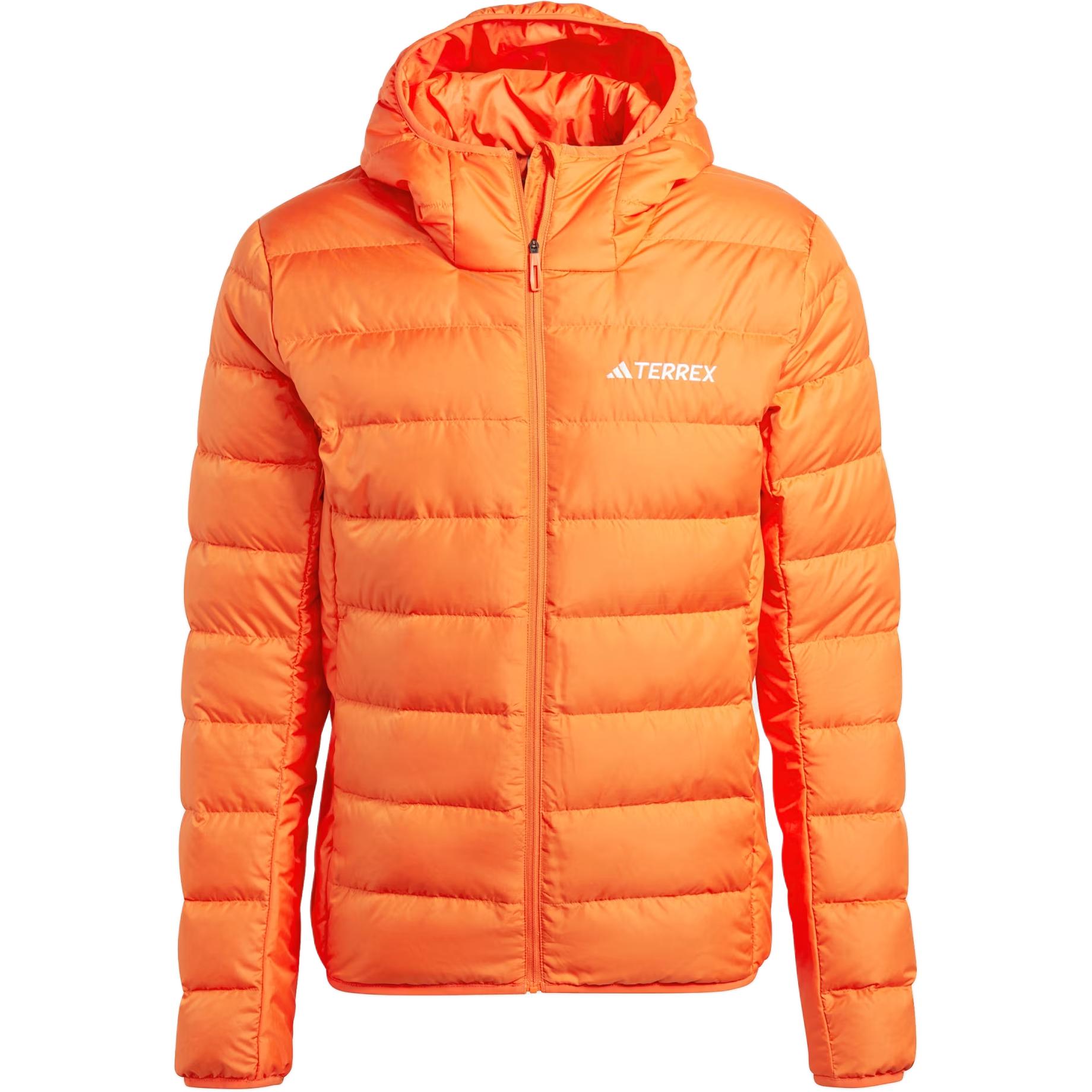 adidas Terrex Multi Light Down Hooded Jacket Orange Thick Zip-Up Coat IP3551