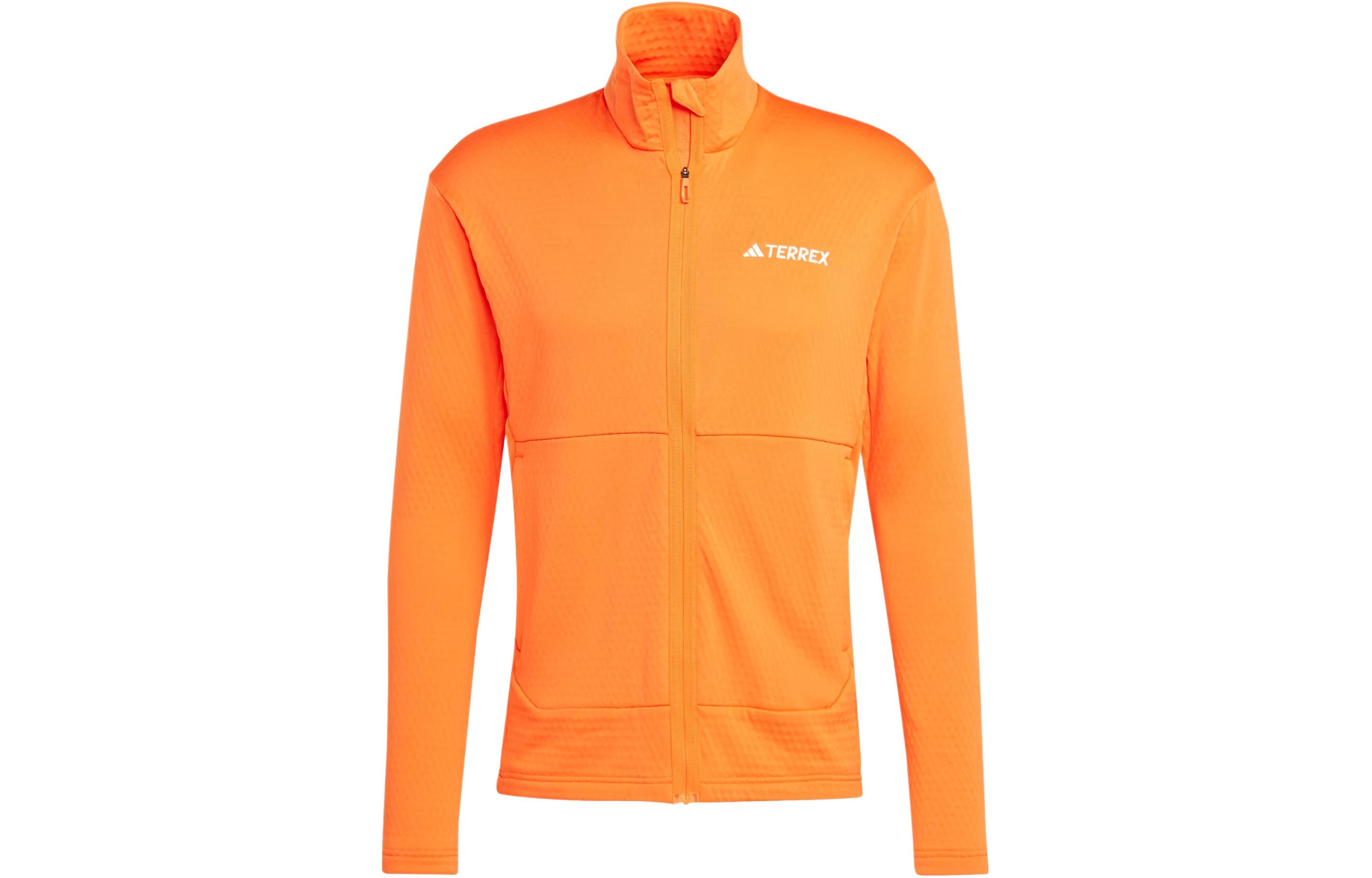 adidas Terrex Multi Light Fleece Full-Zip Jacket Orange Logo High-Neck IQ3743