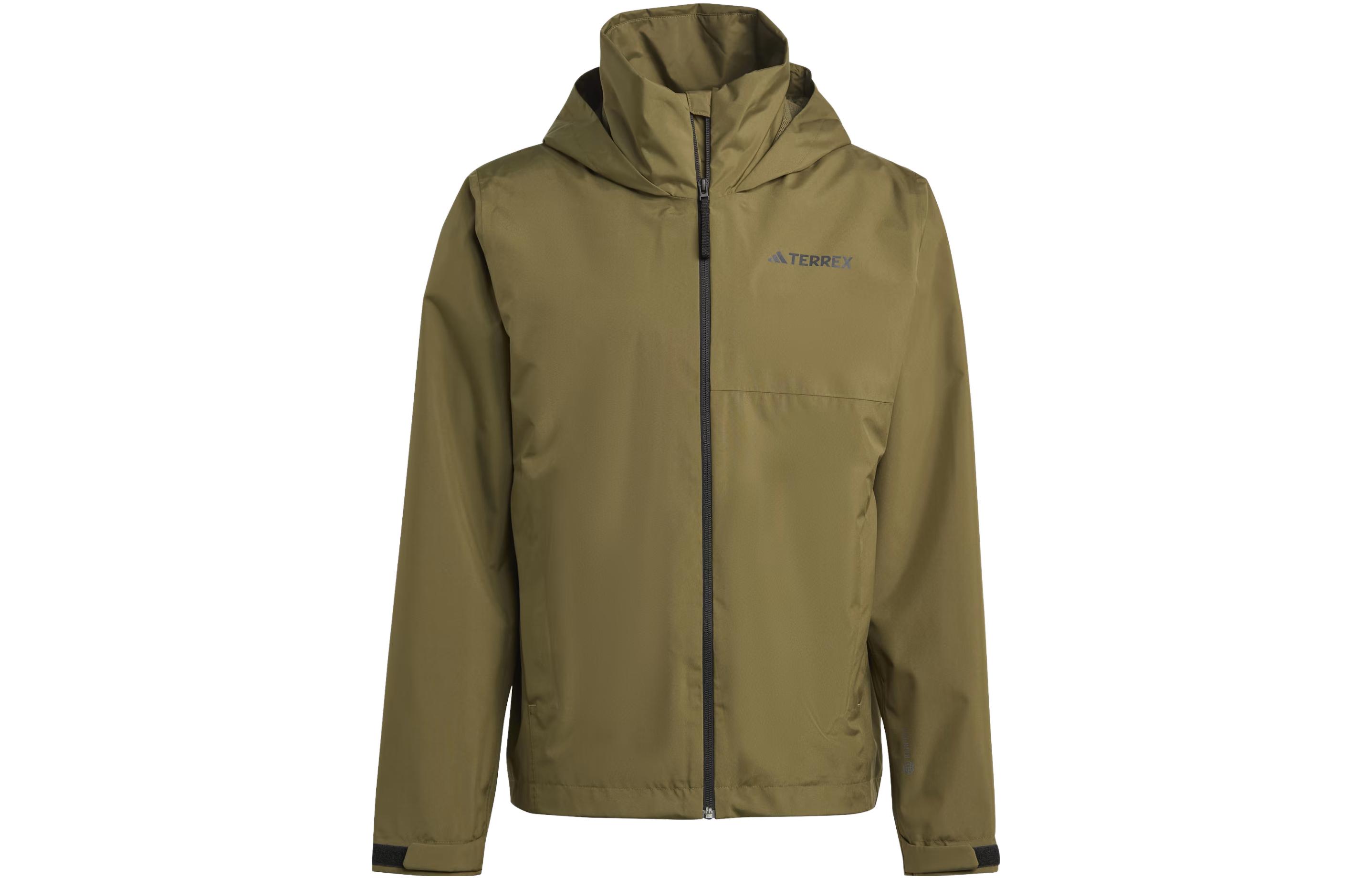 adidas Terrex Multi RAINRDY 2-Layer Hooded Rain Jacket Olive Green Mens HN5453